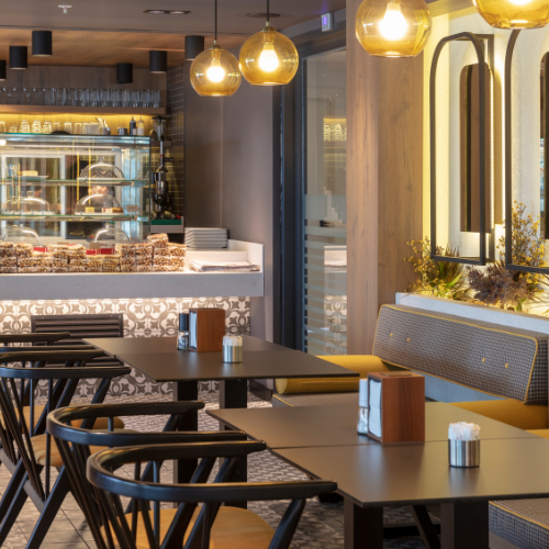 Cafeteria in this project by Breez Infra