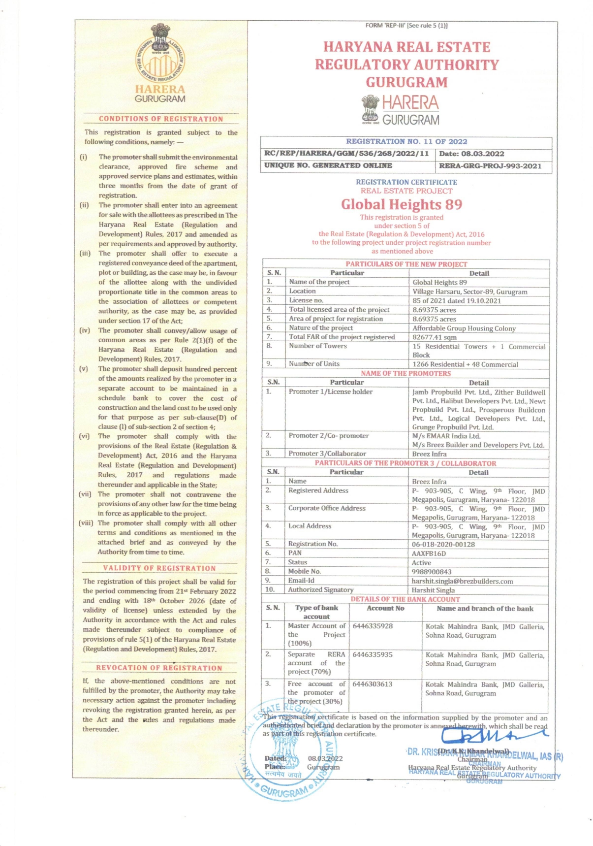 RERA For Haryana Affordable Shops